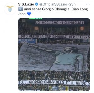 La SS Lazio ricorda Giorgio Chinaglia