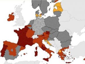 Covid oggi Italia, Ecdc: in rosso scuro solo 5 regioni