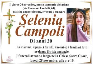 Frosinone – Ancora un grave lutto, morta la giovanissima Selenia Campoli