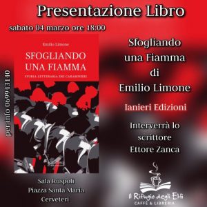 Cerveteri: “Sfogliando una fiamma”, sabato a Palazzo Ruspoli la presentazione dell’ultimo libro di Emilio Limone dedicato all’Arma dei Carabinieri