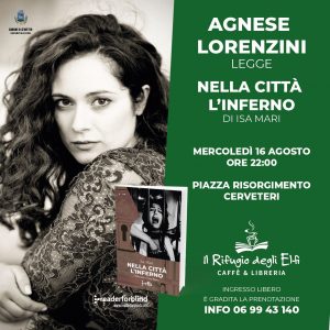 Libri, questa sera al “Rifugio degli Elfi” di Cerveteri reading letterario con l’attrice Agnese Lorenzini