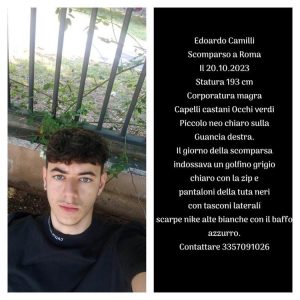 Il 17enne Edoardo scomparso a Roma, l’appello della mamma