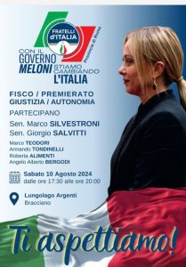 Bracciano, domani passa da Lungolago Argenti la campagna di Fdi “Stiamo cambiando l’Italia”