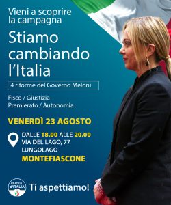 “Stiamo cambiando l’Italia”: prosegue a Montefiascone il tour di Fratelli d’Italia