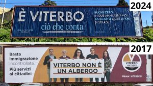 Viterbo – L’evoluzione della comunicazione frontiniana, da destra al centro(sx) e l’addio a Viterbo2020