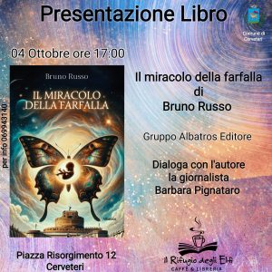 Libri, oggi a Cerveteri Bruno Russo presenta “Il miracolo della farfalla”