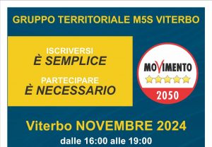 Viterbo – Il Movimento 5 Stelle si organizza con i banchetti informativi (luoghi e orari)