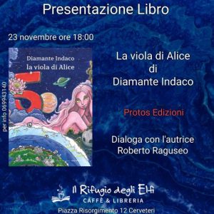 Libri, sabato a Cerveteri Diamante Indaco presenta il suo romanzo “La viola di Alice”